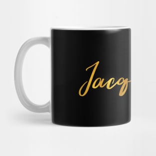 Jacqueline Name Hand Lettering in Faux Gold Letters Mug